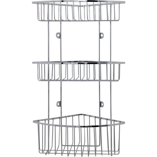 Argos Home wall-mounted chrome shower caddy 48cm (British brand)