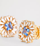 Suzanne Kalan diamond and sapphire flower earrings (British brand)