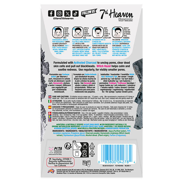 7th Heaven Men's Blackhead Pore Strips with Witch Hazel, UK version