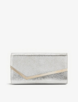 Jimmy Choo Emmie glitter leather clutch, UK version
