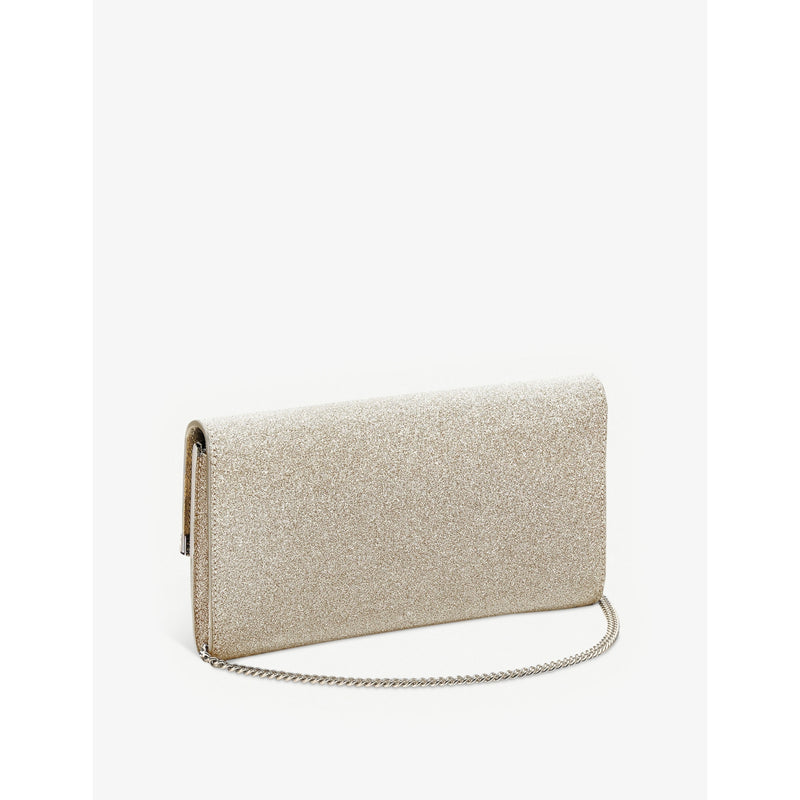 Jimmy Choo Emmie glittered leather clutch, imported from the UK