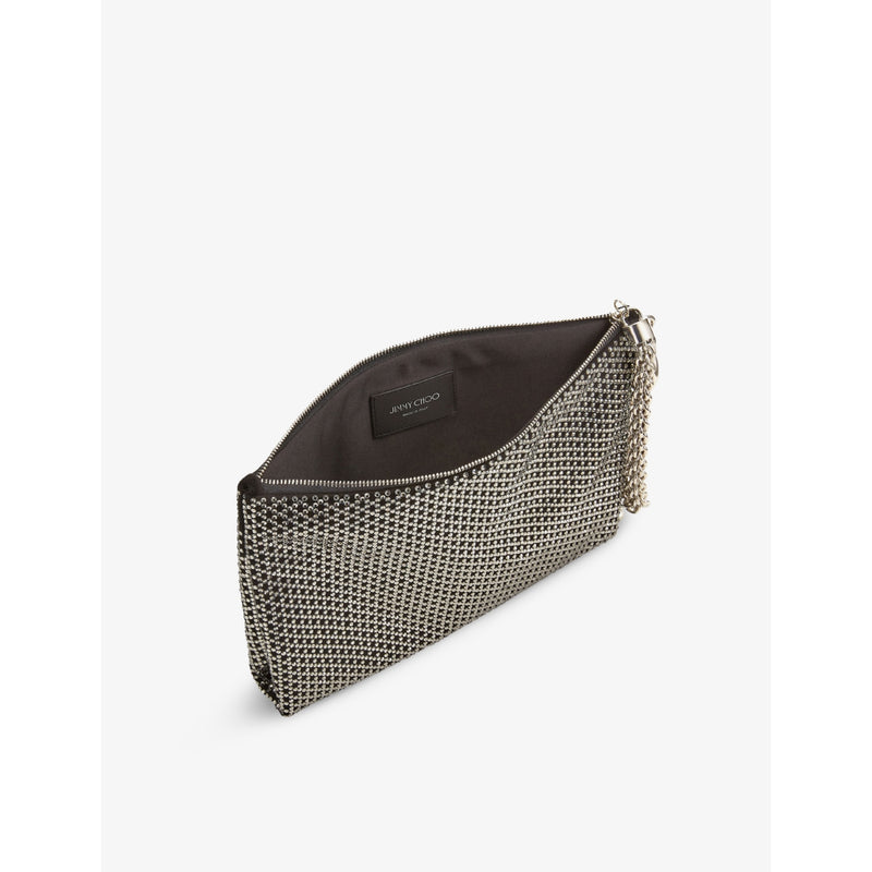 Jimmy Choo Callie crystal-embellished leather clutch bag, UK version