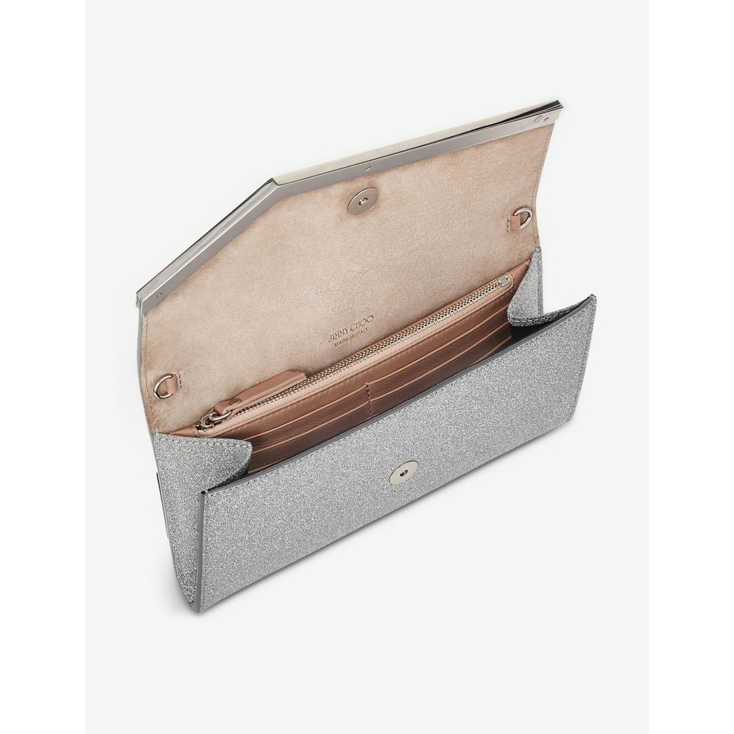 Jimmy Choo Emmie glittered leather mini clutch, UK version