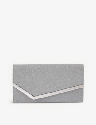 Jimmy Choo Emmie glittered leather mini clutch, UK version