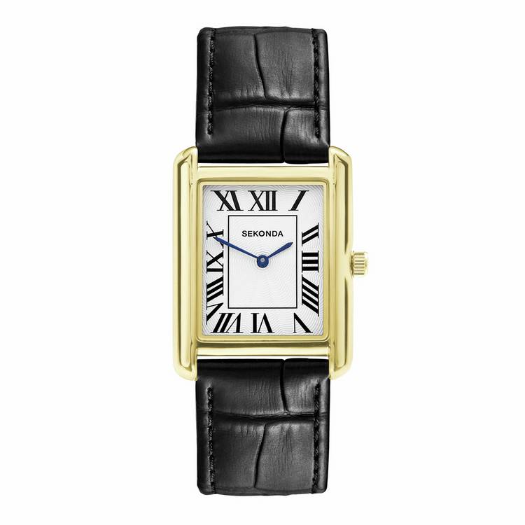Sekonda Clement White Dial Black Leather Strap Watch