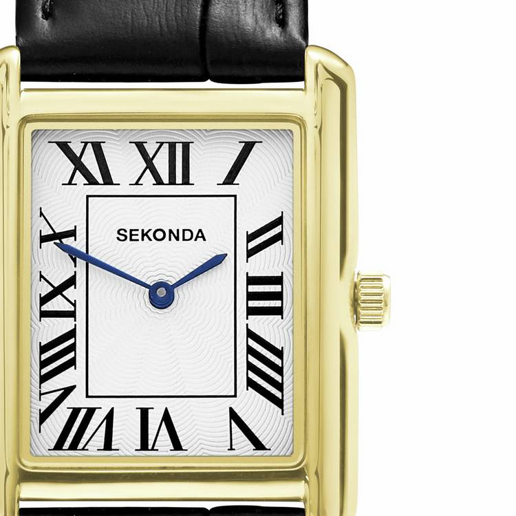 Sekonda Clement watch white dial black leather strap (British brand)