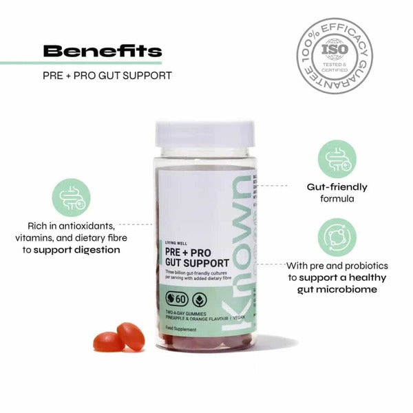 Known Nutrition Pre+Pro gummy supplement 60 count, UK version