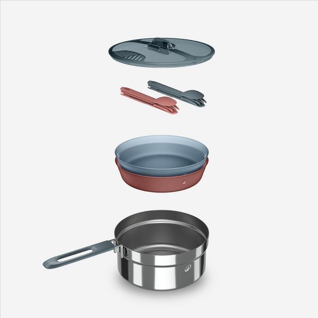 Decathlon 10-piece trekking cook set stainless steel - British product