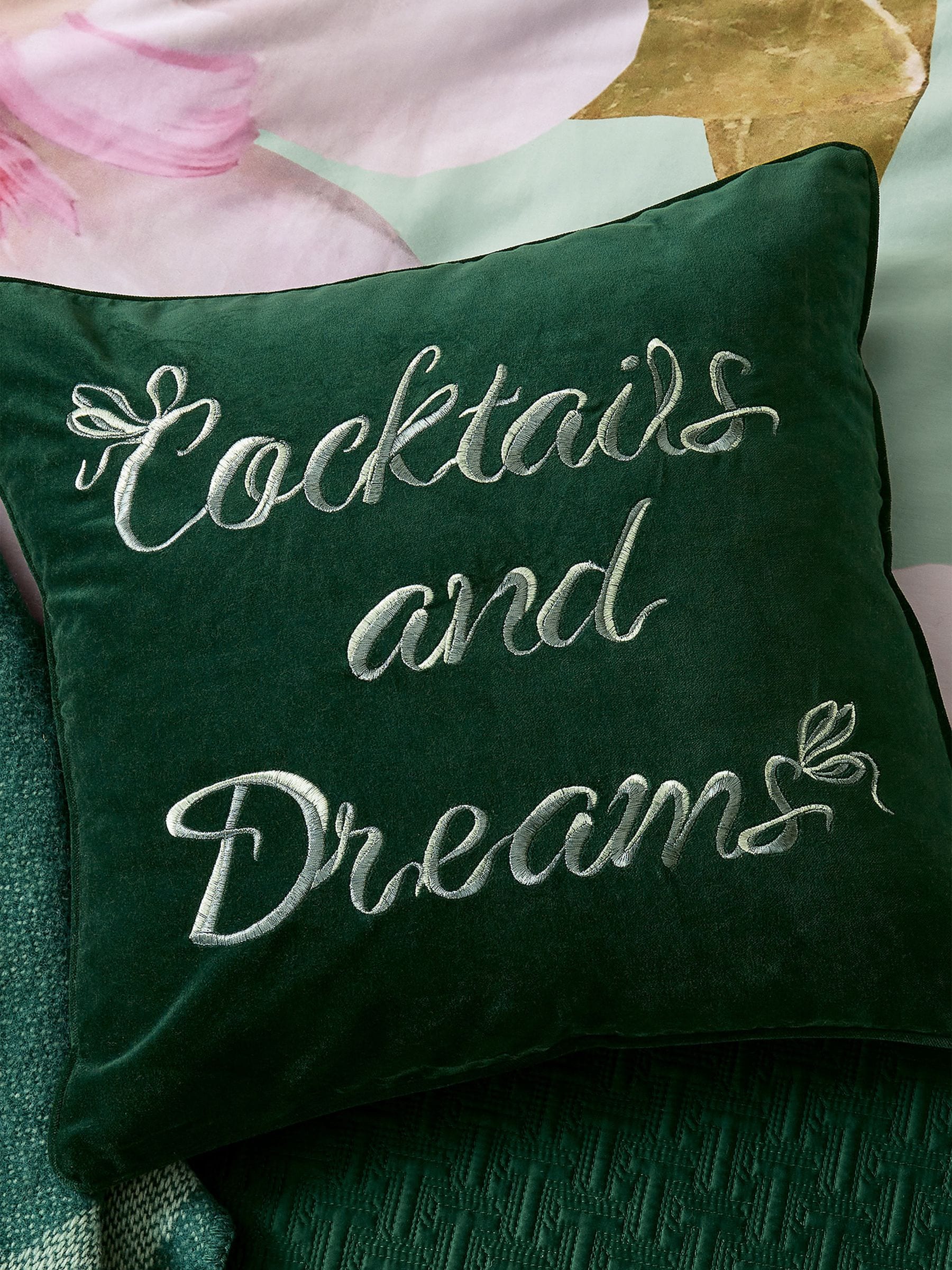 Ted Baker green cocktails and dreams cushion 30x50cm, UK version