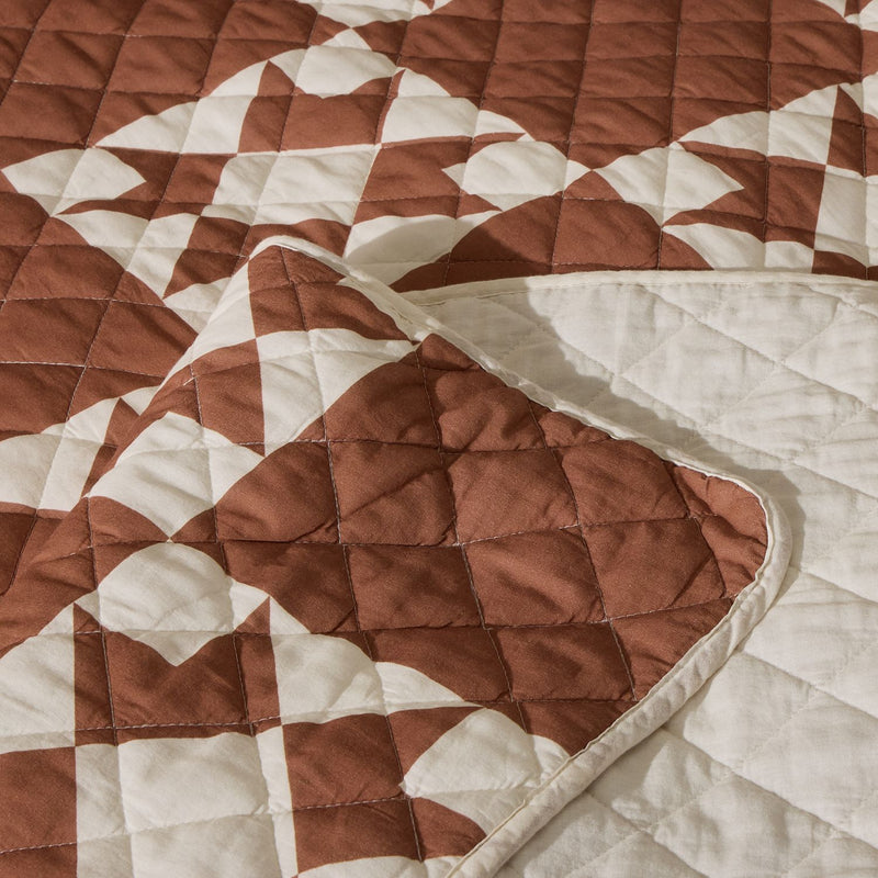 Habitat Quilted Motif Terracotta Bedspread - 220x200cm