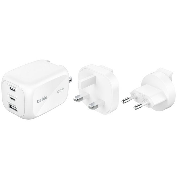 Belkin 100W dual USB-C and A wall charger, imported from the UK