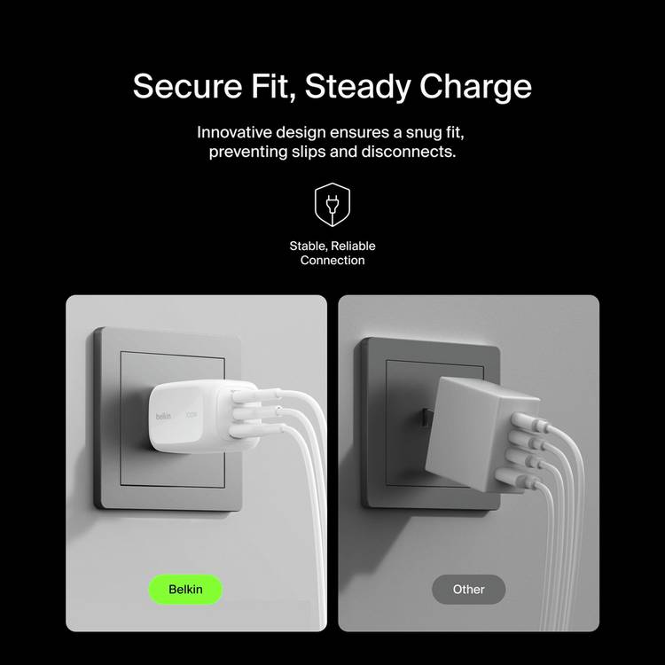 Belkin 100W dual USB-C and A wall charger, imported from the UK