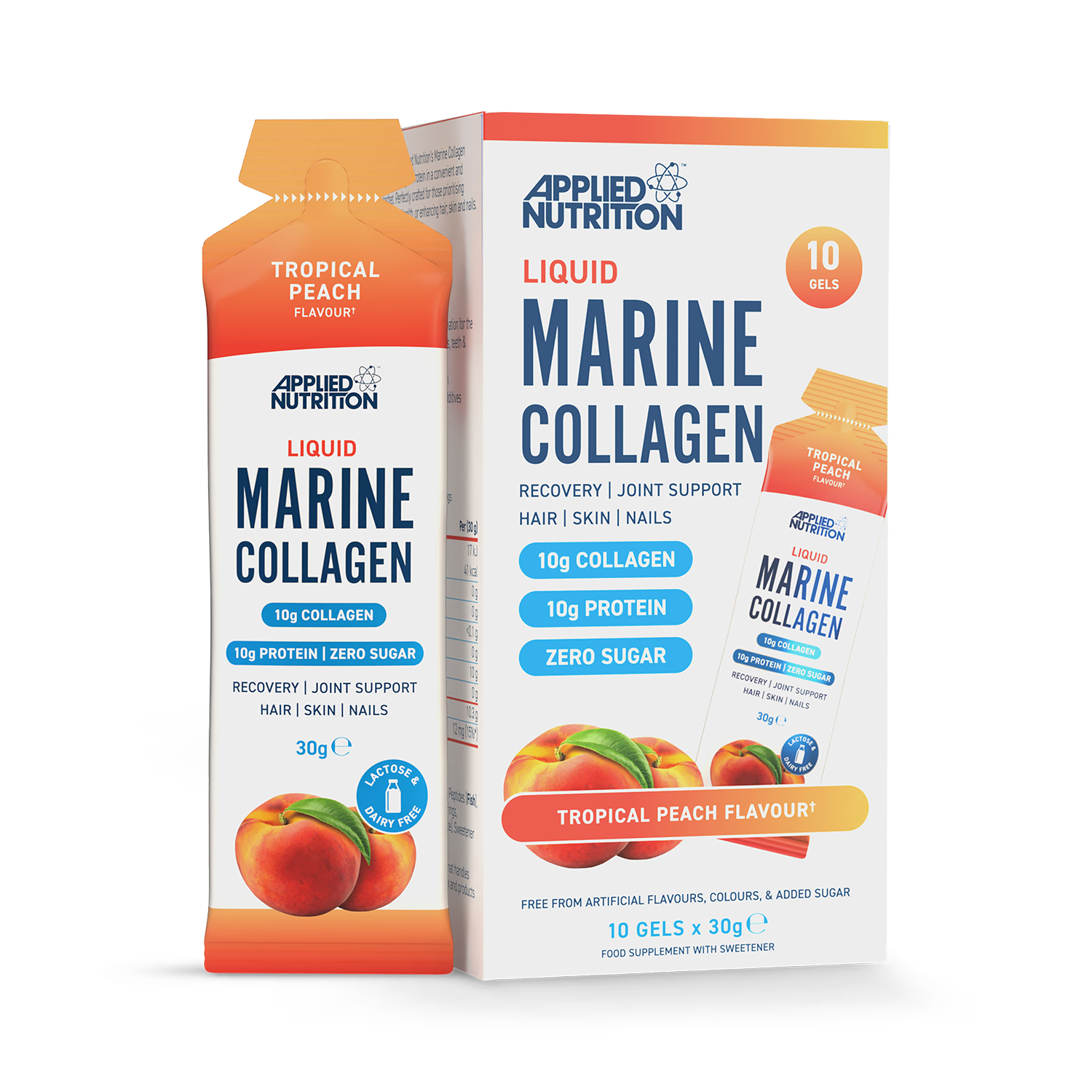 Applied Nutrition marine collagen liquid tropical peach 10 sachets - British product