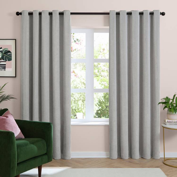 Furn soft chenille blackout eyelet curtains 117x137cm, UK version