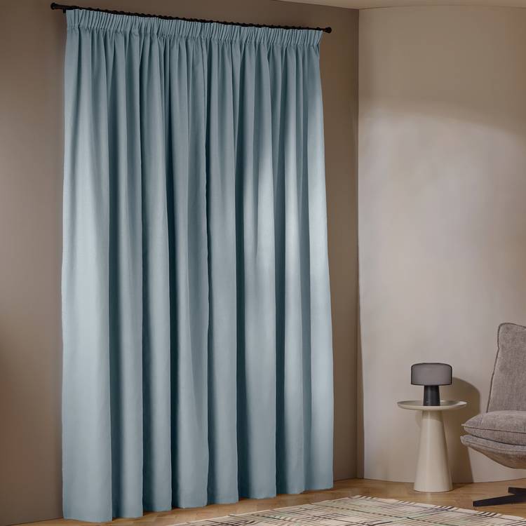 Habitat blue linen-look blackout curtains 117x137cm (British brand)