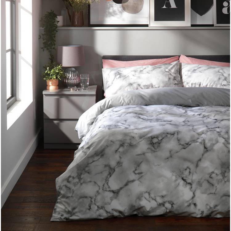 Habitat Marble White & Black bedding set single, imported from the UK