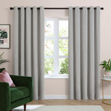 Furn Soft Chenille Blackout Eyelet Curtains - Silver - 229x137cm