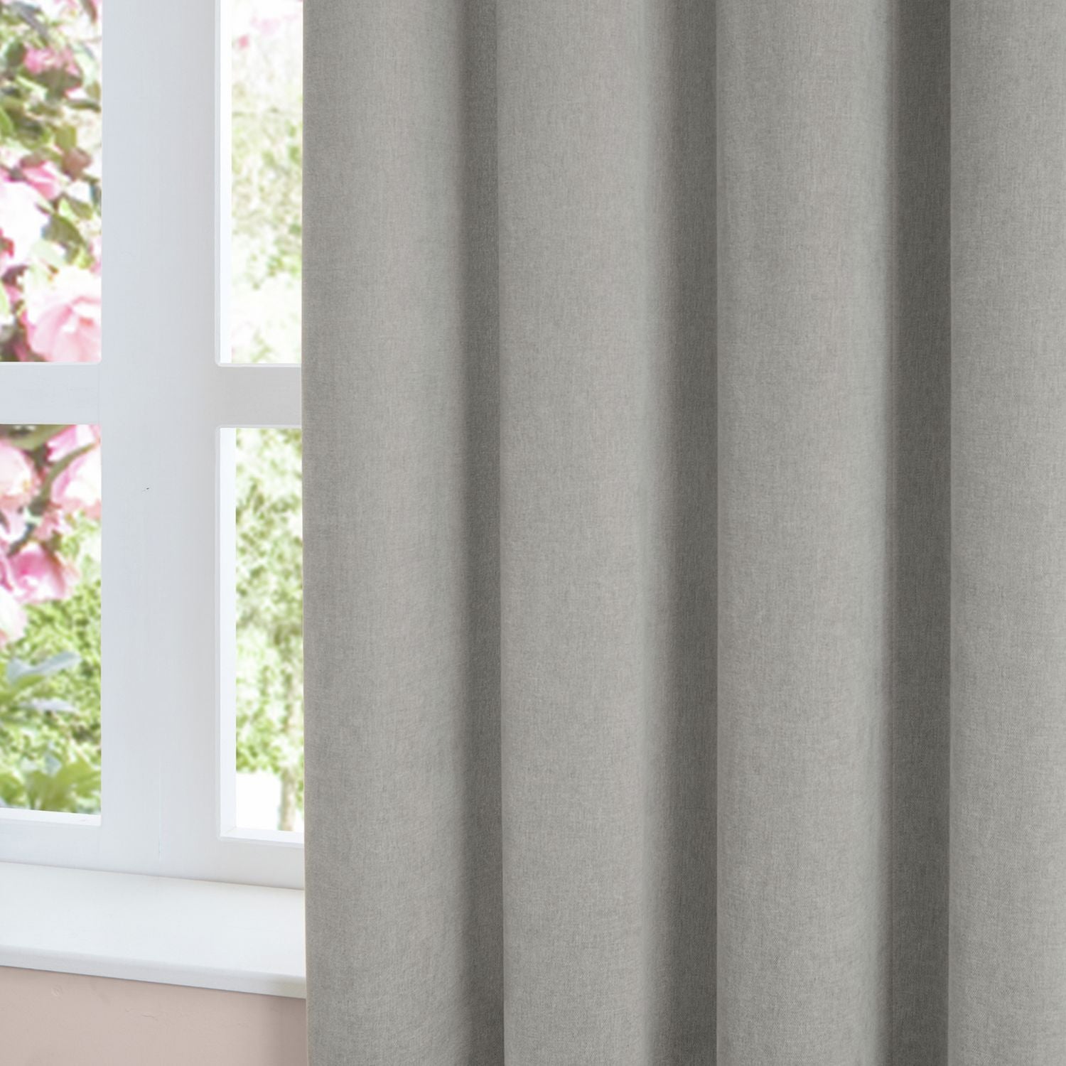 Furn Soft Chenille Blackout Eyelet Curtains - Silver - 229x137cm