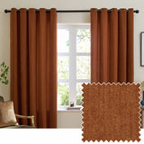 Furn Soft Chenille Blackout Eyelet Curtains Rust 117x137cm