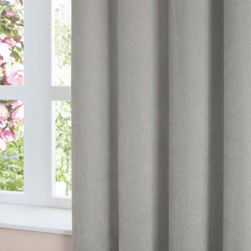 Furn Soft Chenille Blackout Eyelet Curtains - Silver - 229x183cm