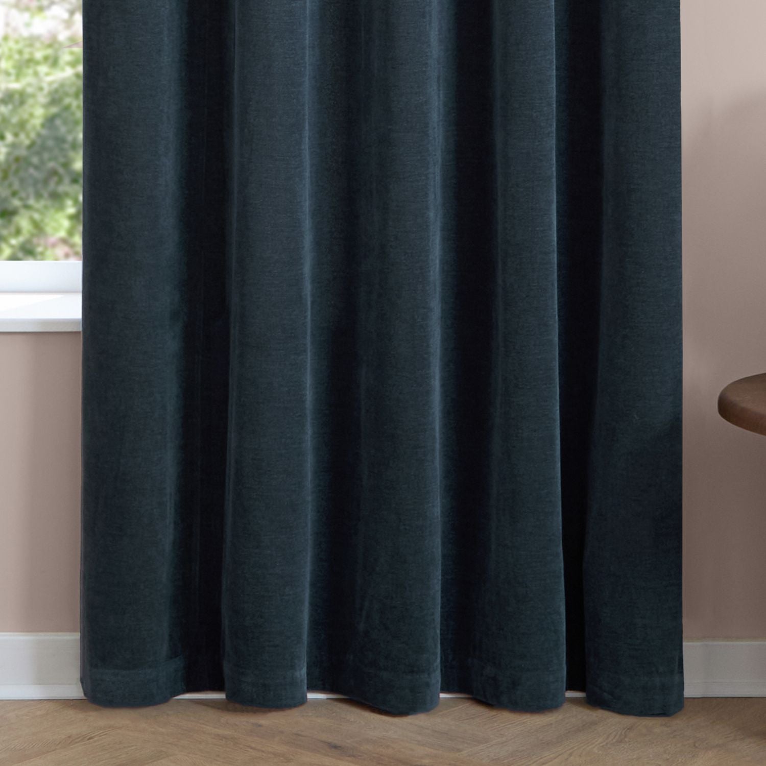 Furn Soft Chenille Blackout Eyelet Curtains - Navy Blue - 229x229cm