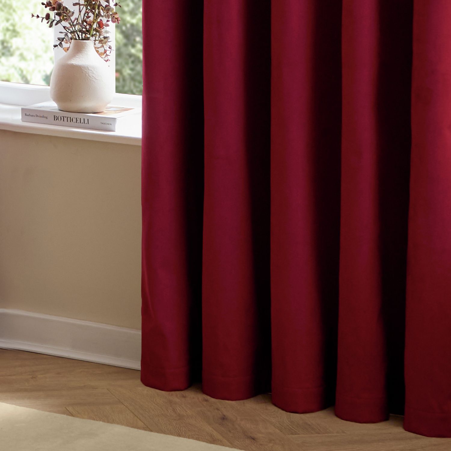 Furn Ultimate Velvet Blackout Eyelet Curtains - Burgundy - 117x183cm