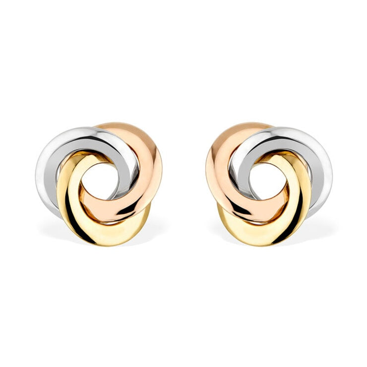 Costco 14ct tri colour gold knot stud earrings - British product