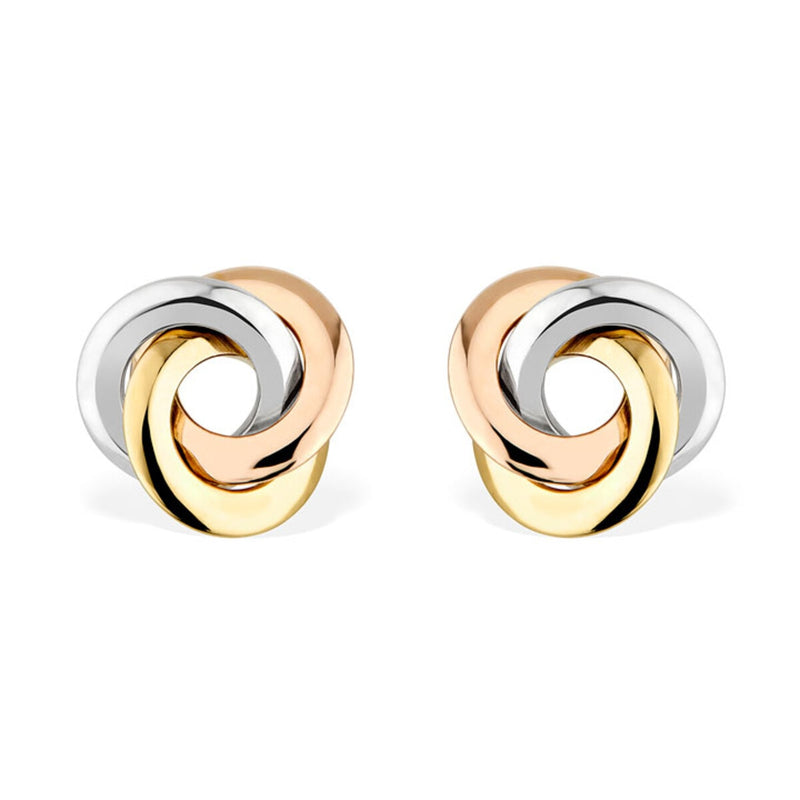 Costco 14ct tri colour gold knot stud earrings - British product