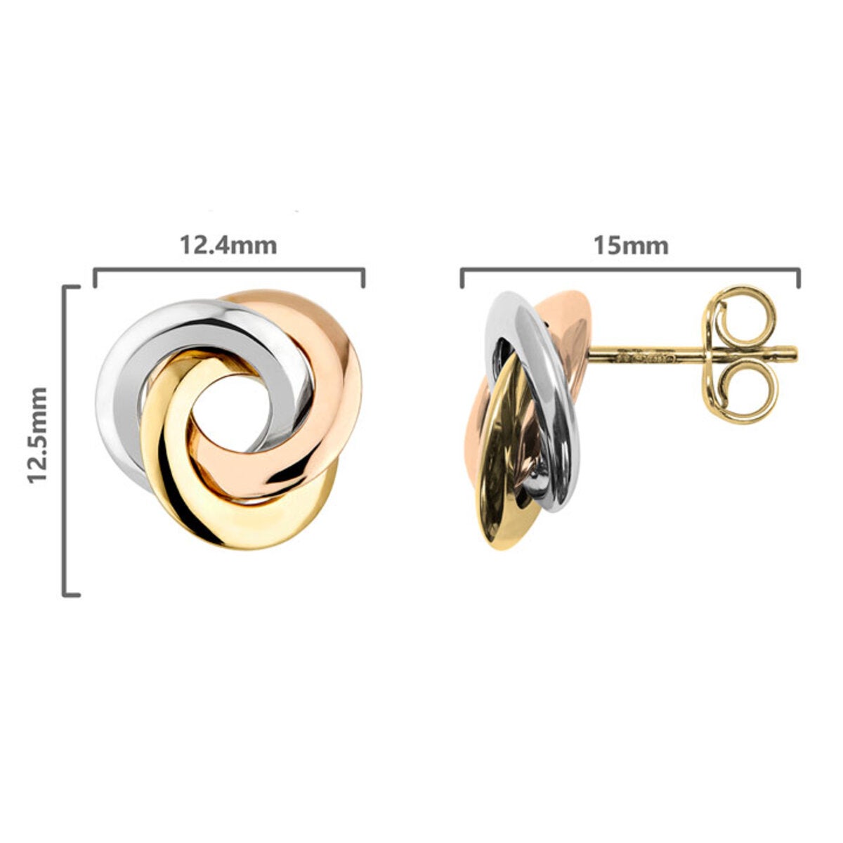 Costco 14ct tri colour gold knot stud earrings - British product