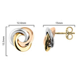 Costco 14ct tri colour gold knot stud earrings - British product