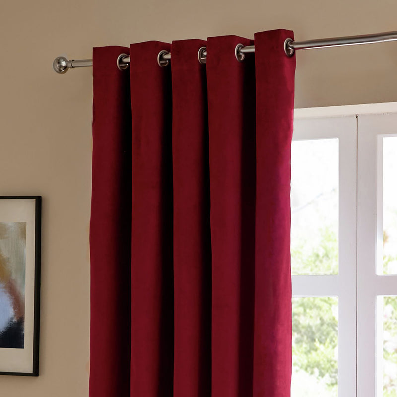 Furn Ultimate Velvet Blackout Eyelet Curtains - Burgundy - 229x137cm