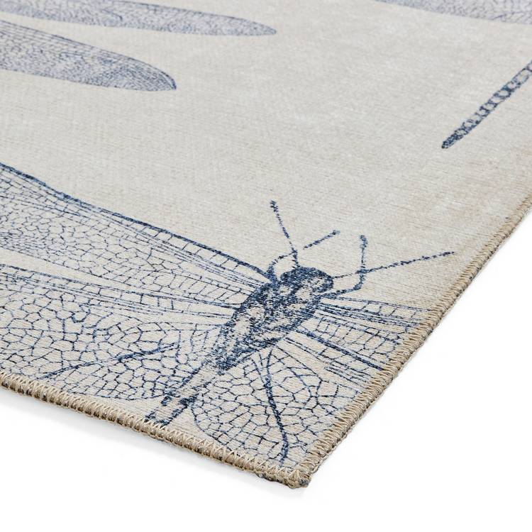 Harlequin Demoiselle indigo blue flatweave rug 120x170cm, imported from the UK