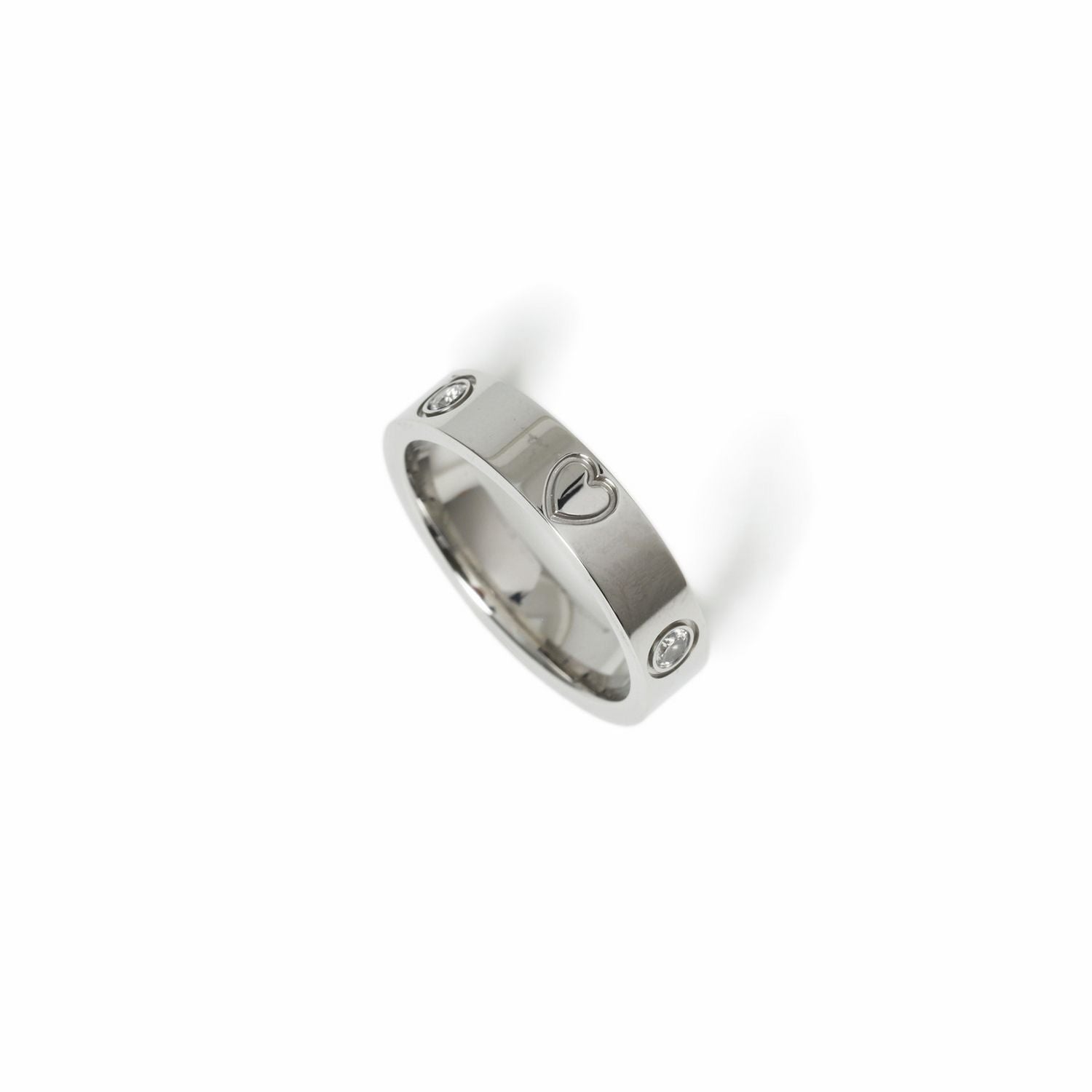 Freedom Silver-tone Stainless Steel Heart Ring Medium