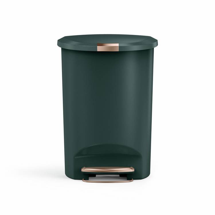 Simplehuman semi round green pedal bin 50 litre - British product