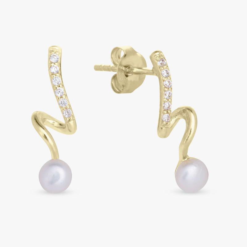 Revere gold plated pearl drop earrings, UK version