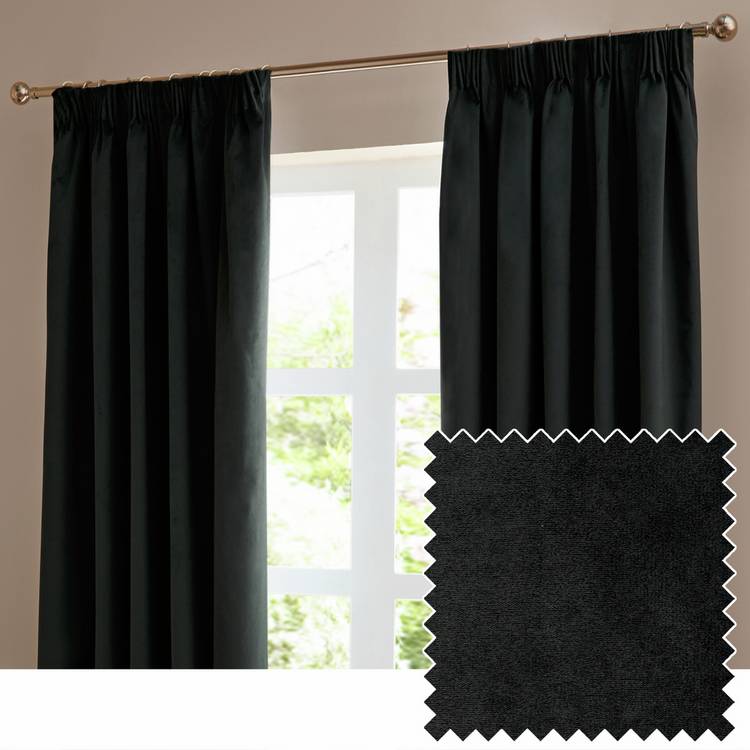 Furn Ultimate Velvet blackout curtains black 117x137cm - British product