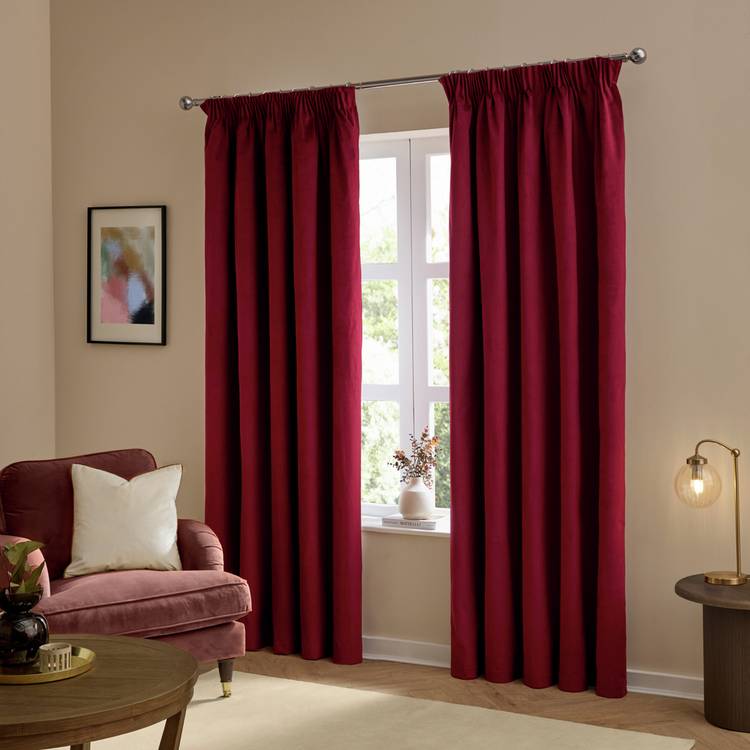 Furn velvet blackout curtains burgundy 117x137cm - British product