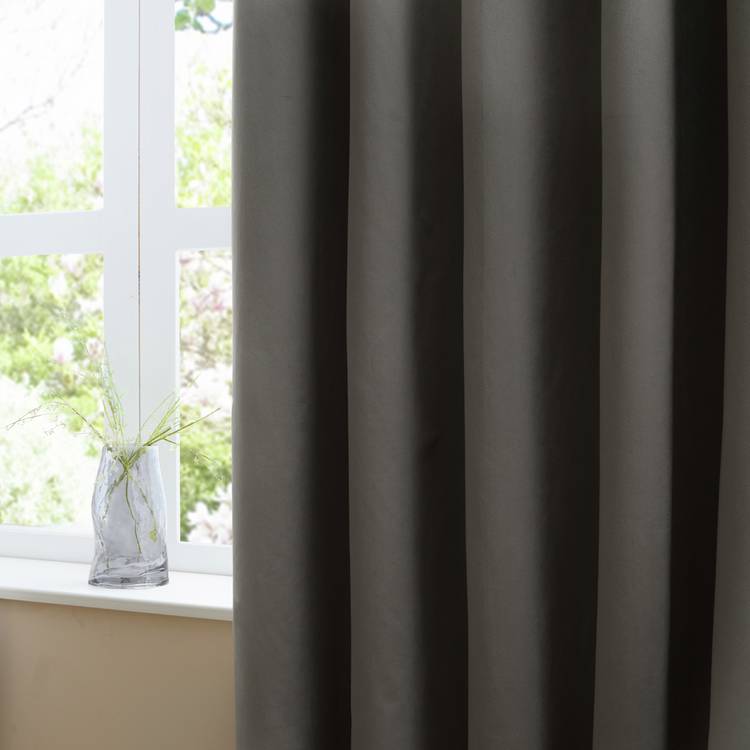 Furn velvet blackout pencil pleat curtains charcoal 117x137cm, UK version
