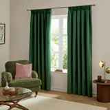 Furn velvet blackout pencil pleat curtains emerald green 117x137cm - British product