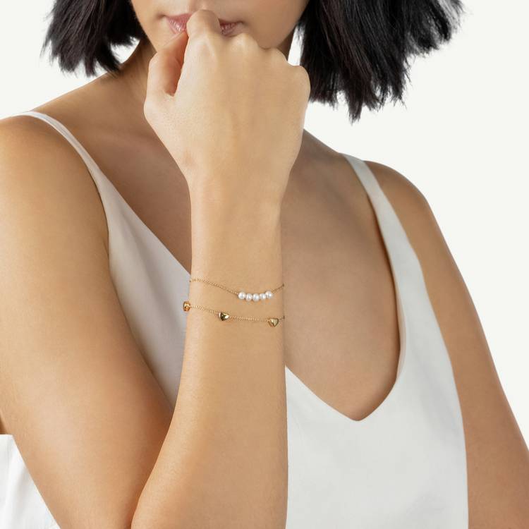 Radley double layer heart and pearl bracelet 18ct gold plated (British brand)