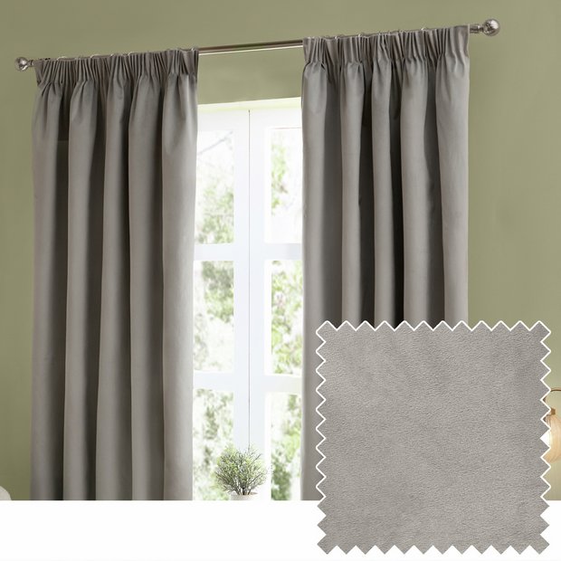 Furn velvet blackout curtains silver 117x137cm, imported from the UK