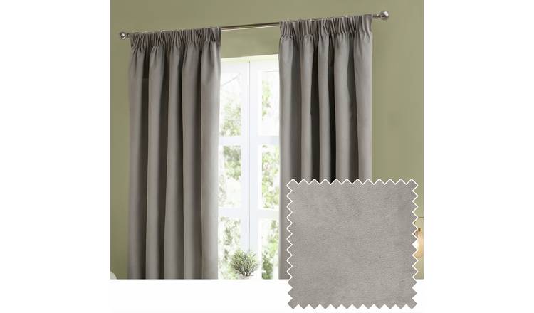Furn velvet blackout curtains silver 117x137cm, imported from the UK