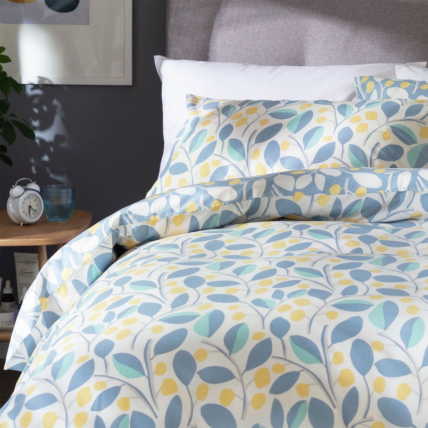 Argos Home Scandi Floral Sky Blue &Yellow Bedding Set-Double