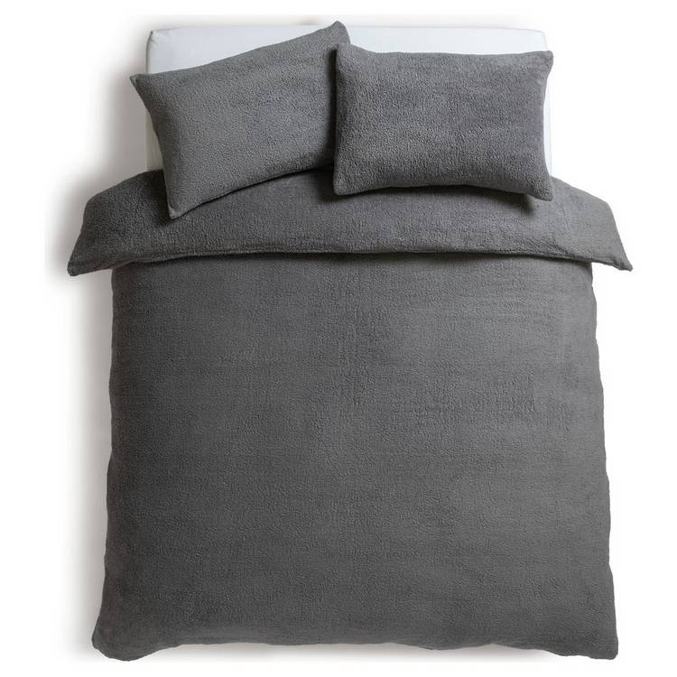 Argos Home teddy fleece grey bedding set single, UK version