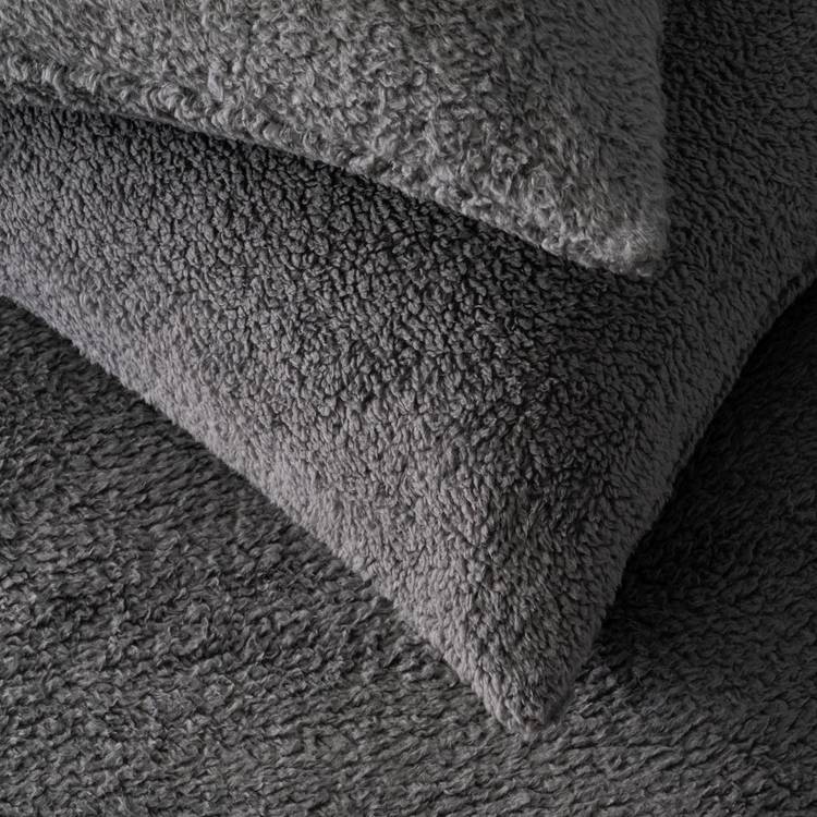 Argos Home teddy fleece grey bedding set single, UK version