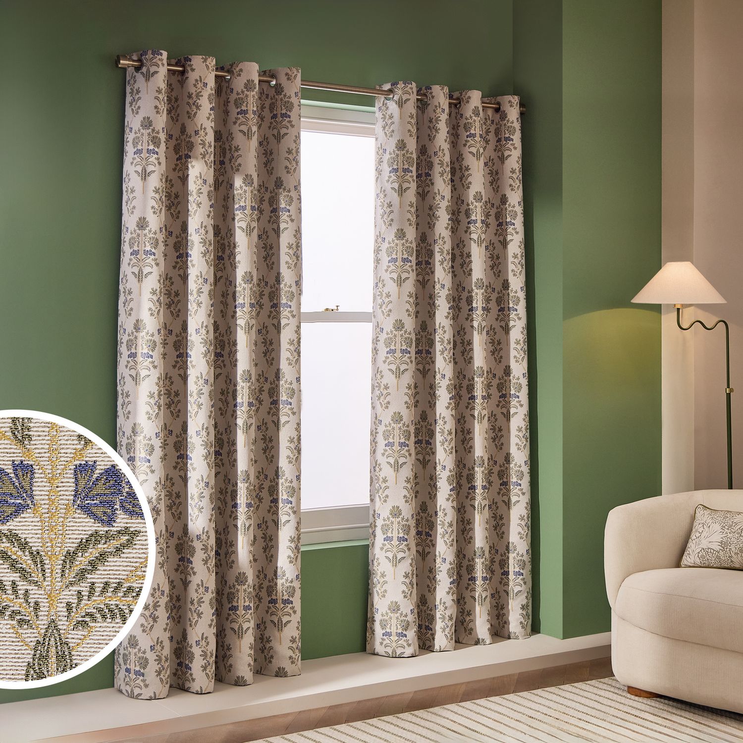 Habitat Blackout Jacquard Eyelet Curtains Natural 117x137cm