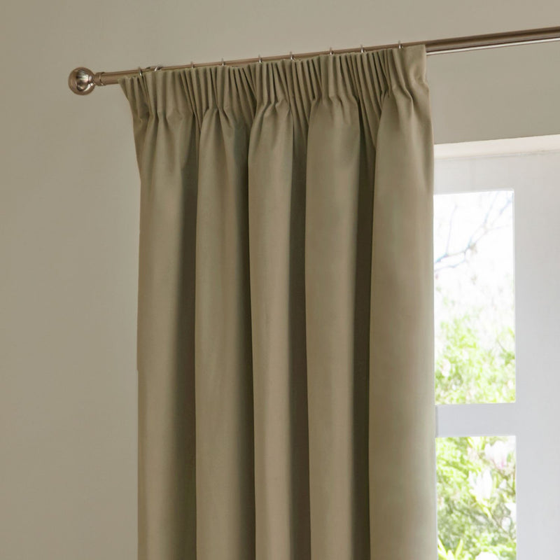 Furn Ultimate Velvet Blackout Pencil Pleat Curtains - Mocha - 168x229cm