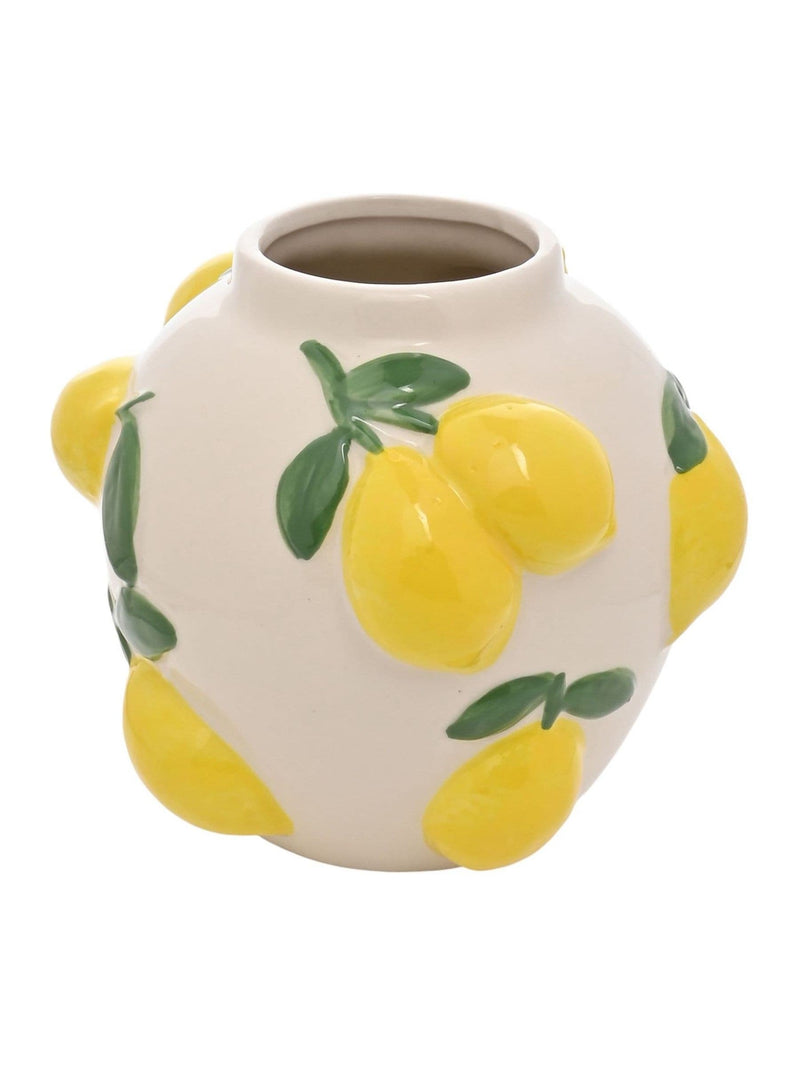 Widdop white ceramic vase with lemons - British product