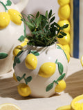 Widdop white ceramic vase with lemons - British product