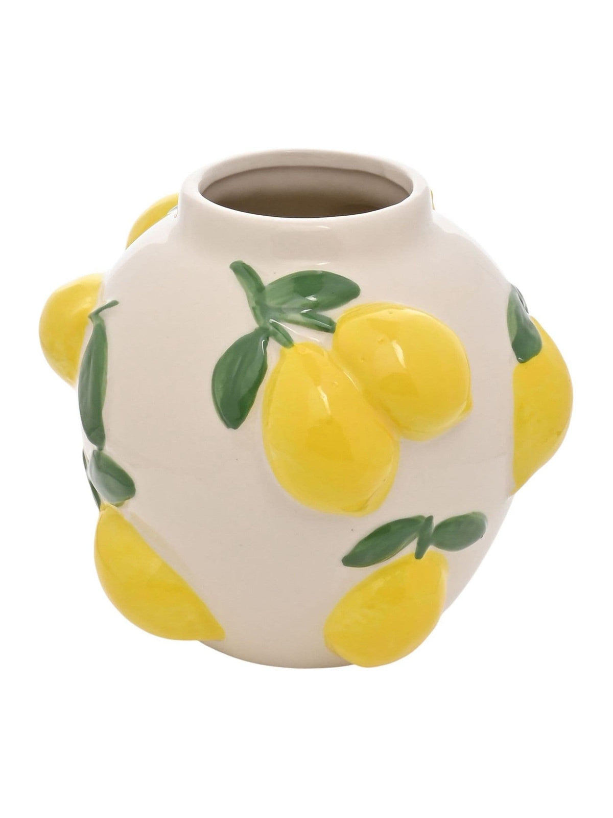 Widdop white ceramic vase with lemons - British product